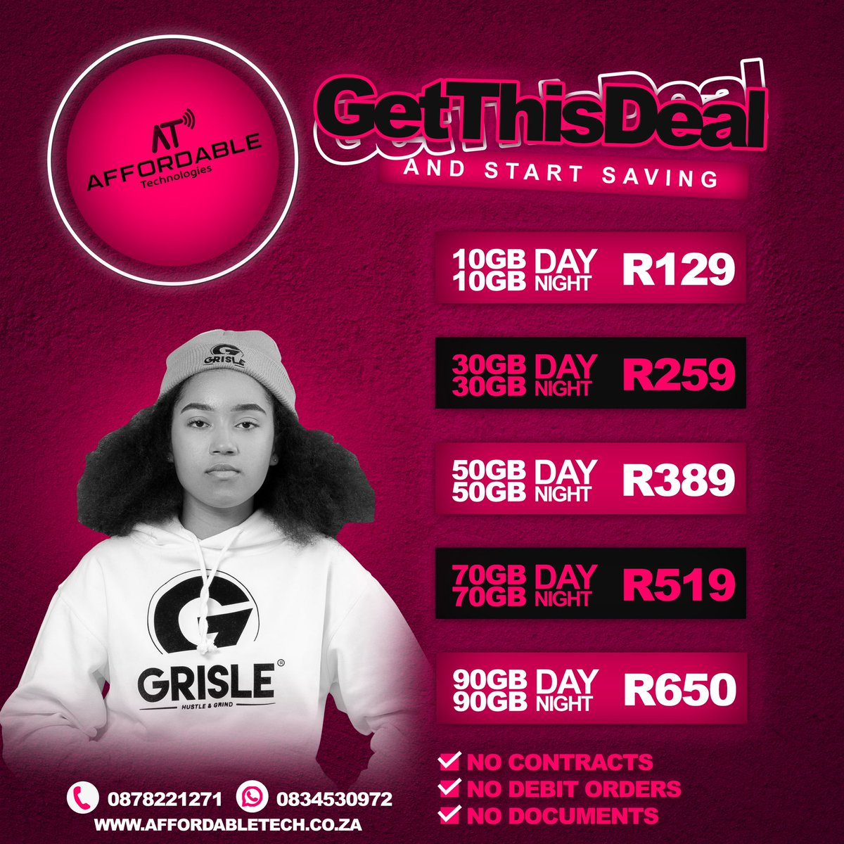 AffordableTech5's tweet photo. AFFORDABLE DATA PLANS. NO CONTRACT.
No Debit Orders!! No Documents Required!!
NO AGE LIMIT! Get Connected for Less🔌📡

If you would like to Purchase Click on the Link Below
Whatsapp App Link🙂👇👇🙂
https://t.co/efXRfha0FR
 
Whatsapp line:0834530972 https://t.co/8WgLGjp9P0