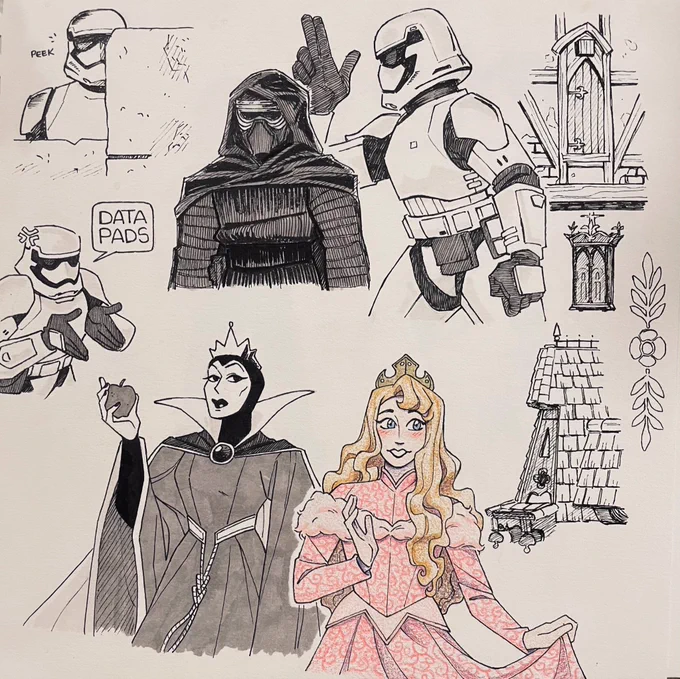 More "day off" doodles. Look, I actually drew people other than the Stormtroopers. I am growing.

(Not really I'm still weak) 