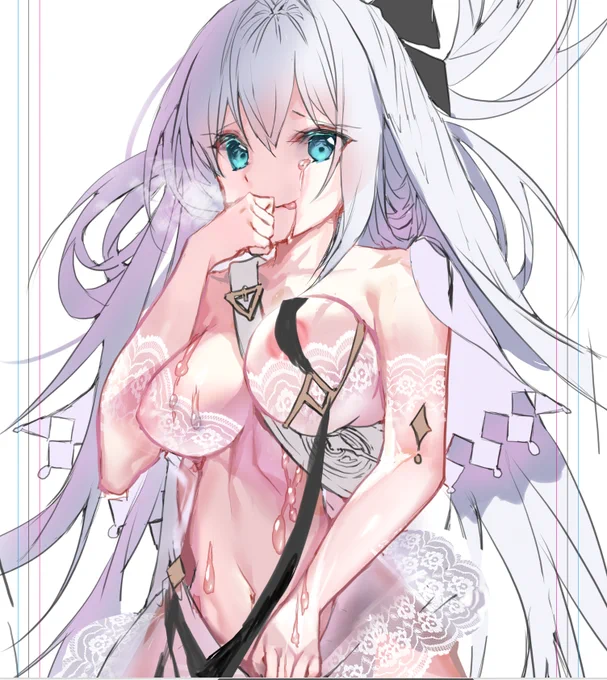 #いいおなかの日 
しどけないお姉さん、おなかガッツリ出してます! 