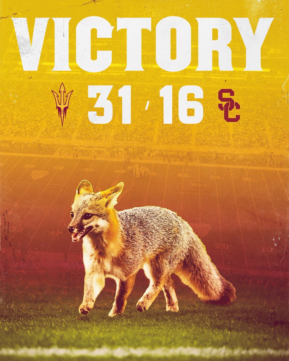 The fox says SUN DEVILS WIN. 🔱🦊