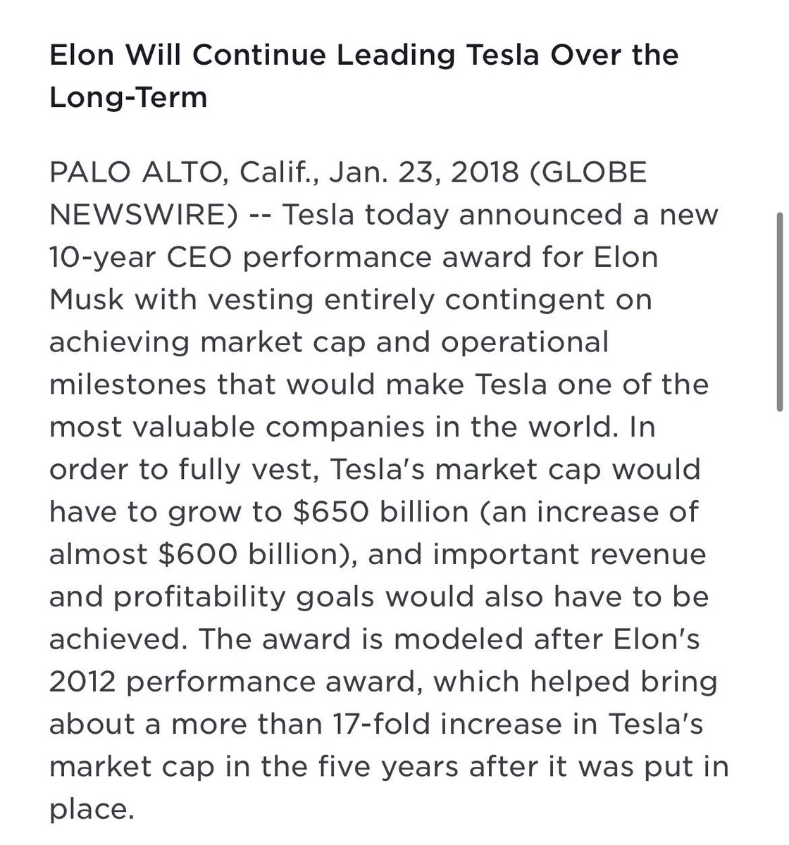 wholemars's tweet photo. This motherfucker Elon set a compensation plan that only pays out if Tesla becomes one of the largest companies in the world 

somehow; he goes through hell and pulls it off 

and now everyone is pissed at him 😂 what a world we live in. https://t.co/HFSPF3QynU