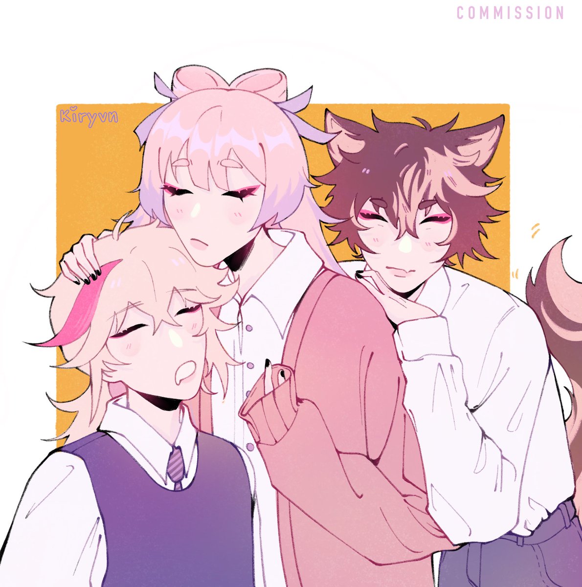 kiryvn's tweet photo. idk their ship name so meowmeows as highschoolers

#kokomi #gorou #kazuha https://t.co/oK50ESmtrA