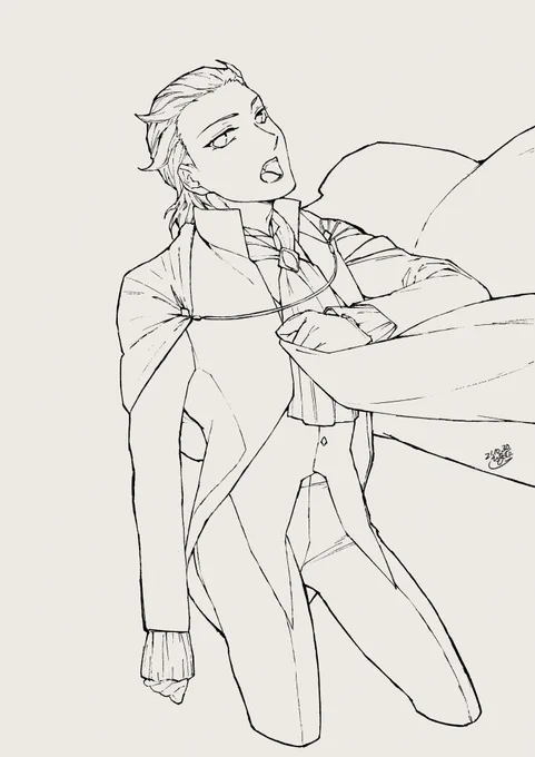 ハロウィン絵の線画。
ちょっと修正してぴくしぶに上げたものの線画なのでついったのと少し違う。 #鬼ZinKI 