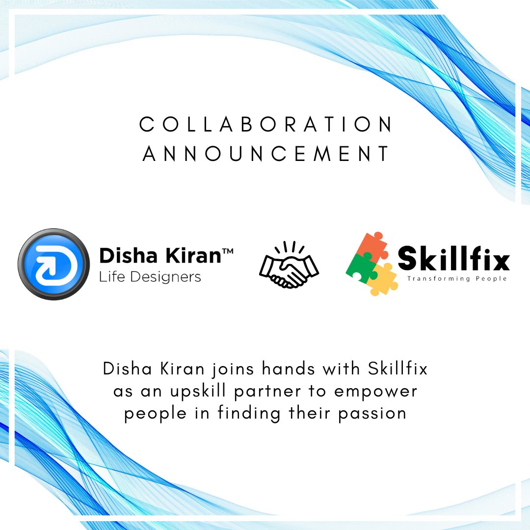 dishakirandk's tweet photo. Announcement: Disha Kiran is happy and excited to announce the collaboration with @Skill_fix a leading learning and development organization. We look forward to a successful and fulfilling collaboration with them!
#DishaKiran #skillsdevelopment #collaboration #followyourpassion https://t.co/0C8YZWrQfY