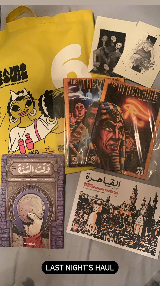 Chrysographer's tweet photo. some of last nightโs #cairocomix6 haul https://t.co/v0mZqRpk4F