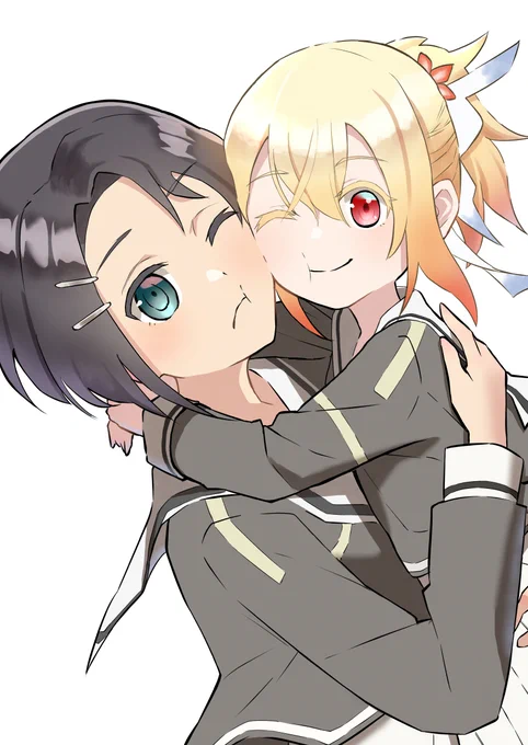 リリ奈と柚奈
【芙蓉友奈は勇者でない】
#yuyuyu 

こちら理系(@INRxq2i1BgOYXP)さんに描いて(塗って)いただきました!素敵!
勇者部満開18の表紙のイラストです! 