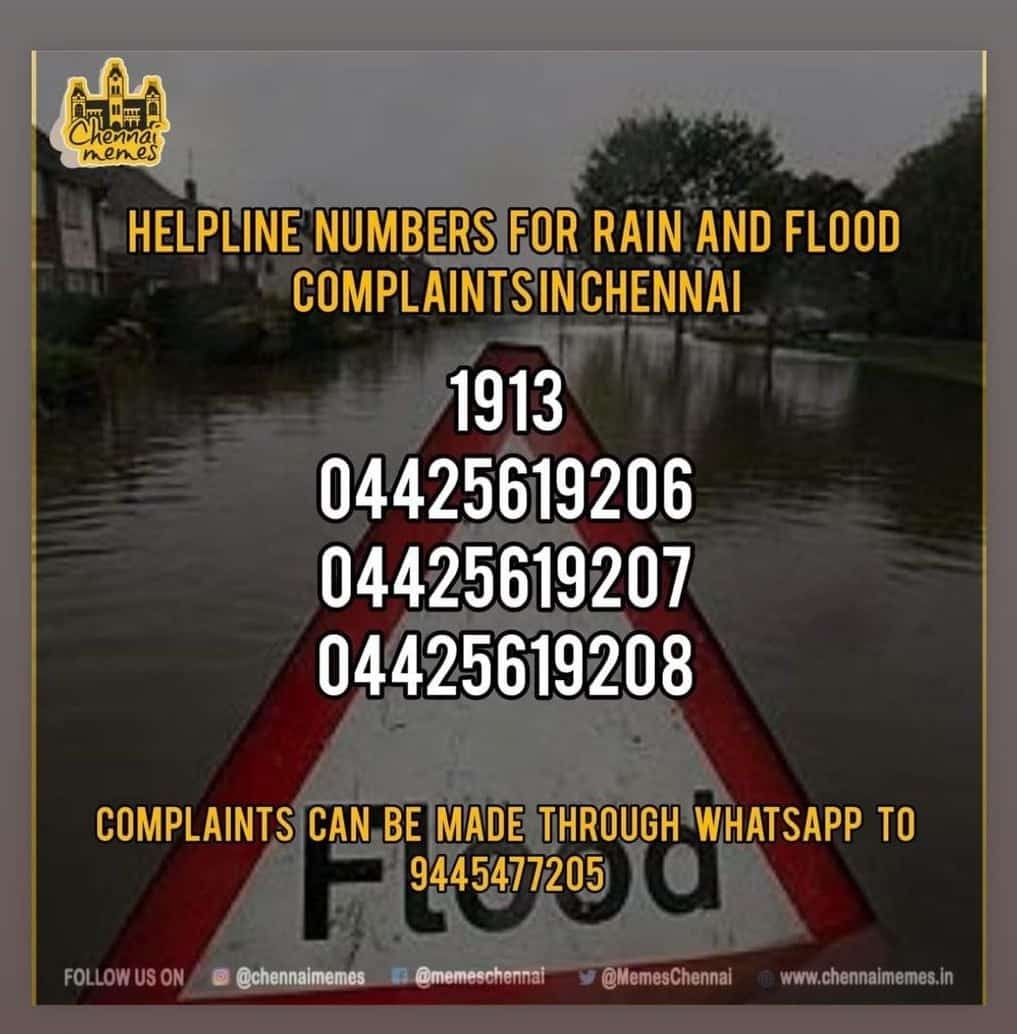 sayam99's tweet photo. #Chennai #rain #flood #helpline https://t.co/UUlRPkdjUx