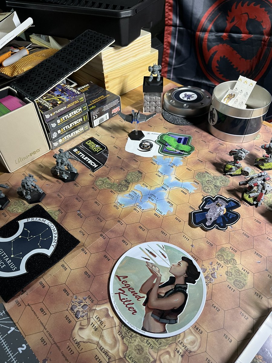 CSJ_SolStar's tweet photo. The narrative has changed ~ added, #Kereminde’s Priam Company, as well as for Acts 1&amp;3 (my apportionment of the Fiction) the arrival of 2 old friends #CmdrDunsail and #LegendKiller as Spoilers against Sol’s Star. @catalystgamelab @Hatchy86753o9 @TableTopBill #BATTLETECH2 @228IBR https://t.co/0ogMyttmij