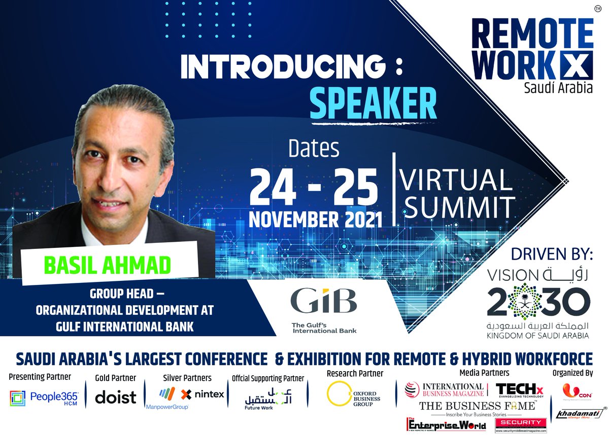 remote_workx's tweet photo. Ucon presents Mr. Basil Ahmad as a Speaker for #RemoteWorkx Saudi Arabia!
#RemoteWorkx #remoteworking #wfh #remoteworks #WorkFromHome #RemoteMovement #virtualevent #remotework #vision2030 #saudievents #kingdom #المواردالبشرية #السعودية #رؤيةالسعودية_2030 #تطوير #عمل #عن #بعد https://t.co/mkwZzAetgI