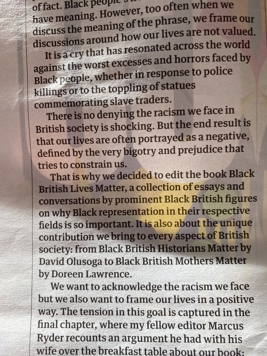 👏🏽Catching up reading  @marcusryder and @LennyHenry @guardianculture  
 #MarcusAndLennyTakeover
from yesterday. 

🗣”We want to acknowledge the racism we face but also want to frame our lives in a positive way.” 

#BlackBritishCultureMatters
