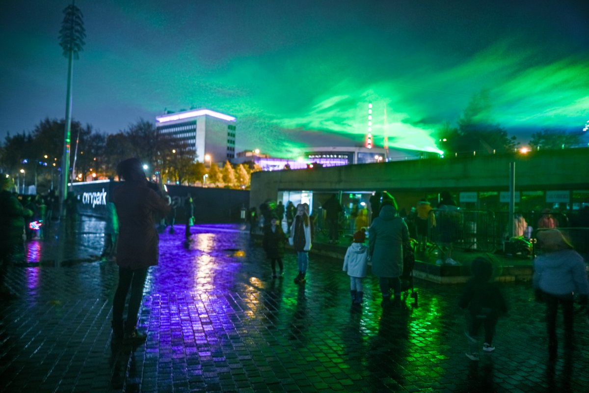 tarlyn's tweet photo. A few photos from last night Bradford Lit. A glimpse of the spectacular Borealis by @Dan_Acher at City Park, Bradford. Just give a flavour of the evening. So much going on across Bradford. #lit #Bradford #citypark #borealis #danarcher #festival #bradford2025 https://t.co/1CUkGFeJv4