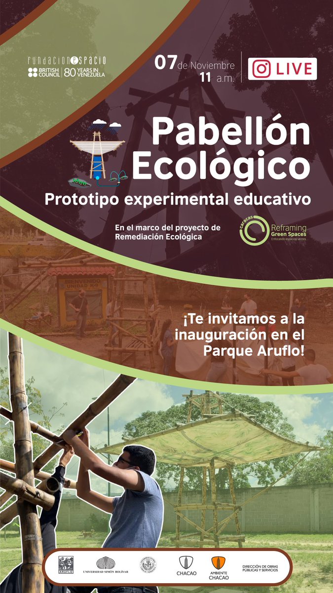 fundespacio's tweet photo. Hoy estaremos desde el parque Aruflo en #LaFloresta transmitiendo por IG Live a partir de 11:00 am la puesta en funcionamiento del #PabellónEcológico un prototipo diseñado entre #FundacionEspacio los estudiantes del #ServicioComunitario y nuestra aliada británica #JuliaKing https://t.co/QMB0Tmhyae