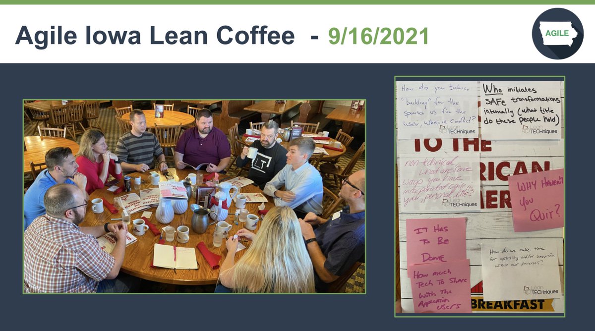 Ever been interested in learning more about Agile, but want to ask REAL people? 

We've got you covered. 

Join us on Nov. 18th at the Machine Shed in Clive when we meet, create a kanban sticky note board, and discuss. This event is free. 

RSVP: bit.ly/3wqeHRD