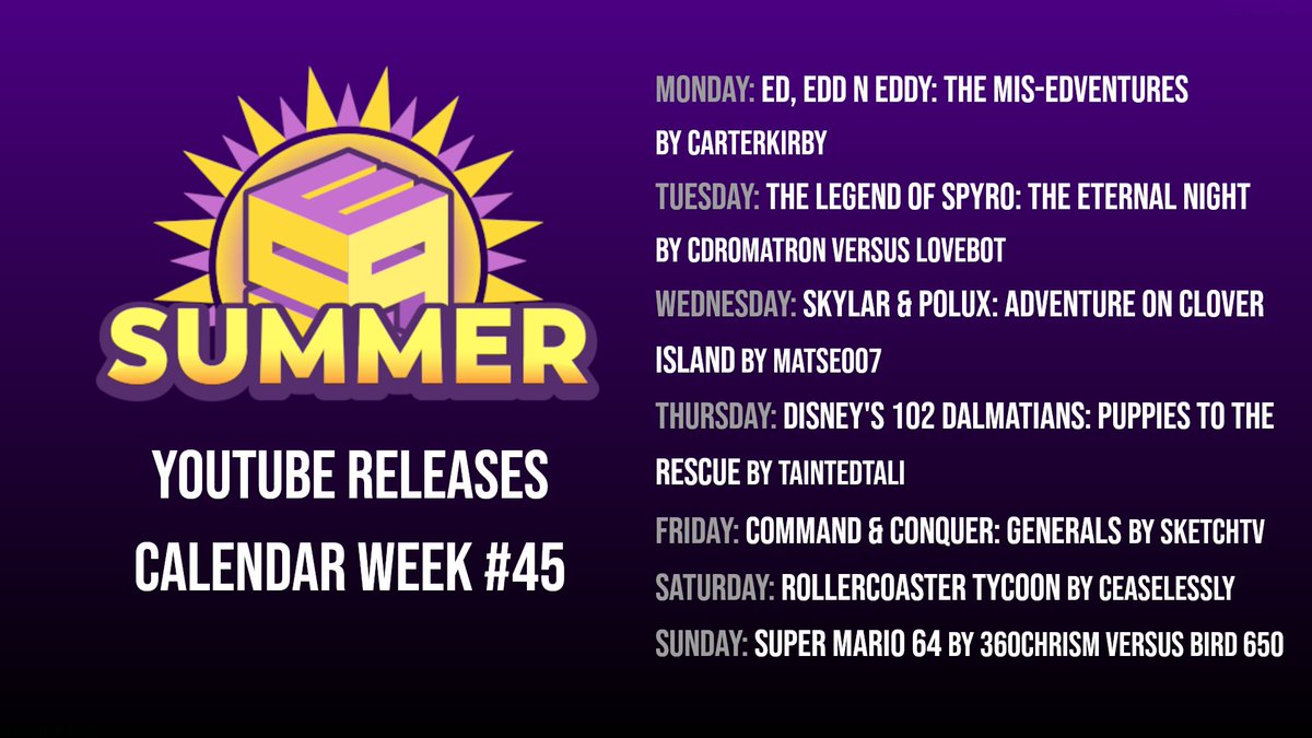 esamarathon's tweet photo. Next week, we again have a very colourful potpourri of releases from #ESASummer21 on Youtube for you! Don't worry, more is yet to come!
Subscribe to https://t.co/esVAk4GjzP and activate the bell so you never miss our daily video releases! ๐ https://t.co/nVypzPoREp