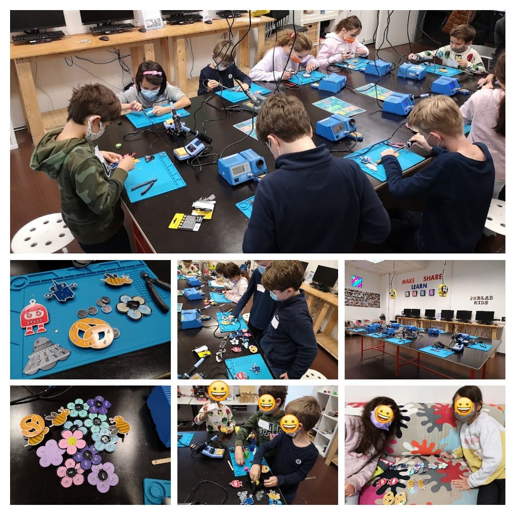 FabLabMuc's tweet photo. 10 neue Nachwuchs-Löt-Gurus ab 6  heute beim LED-Platinen badges löten - schee und schee bunt war's :) 
Möglich Dank einer Förderung durch die @D_S_E_E 🧡 
#fablabkids #loeten #badges #platinen #pcb #LED #flashing #maker #justmakeit #loetguru #soldering #bildung #mint #blinky https://t.co/MY0L4XeBVP