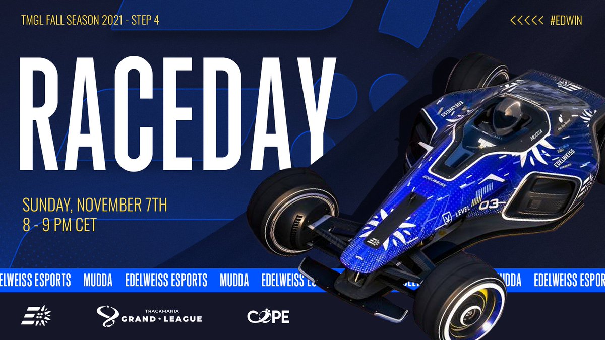 EdelweissEsport's tweet photo. We are almost halfway through the season of the @TrackmaniaGL 🔥

A good result tonight would keep us in the Top 8! Come and support @TmMudda ! 💙

⏰ 20:00 CET
🎙️ @YannexTM 
📺 https://t.co/kaS5zIK7cx

#EDWIN https://t.co/84REJ90gO2