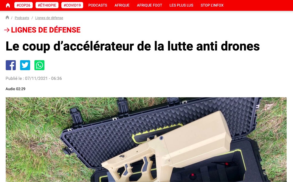Quand <a href="/RFI/">RFI</a> parle de la #lutte #antidrone c'est au micro de Franck Alexandre avec <a href="/CERBAIR/">CERBAIR</a>. Ré-écoutez le podcast Lignes de Défense ici 👉 rfi.fr/fr/podcasts/li… #CUAV #CUAS #dronedetection #dronesafety #CHIMERA #HYDRA