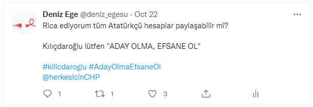 22 Ekim de yamışım yazmaya devam edeceğim

"ADAY OLMA, EFSANE OL"

#ADAYolmaEFSANEol #kemalkilicdaroglu