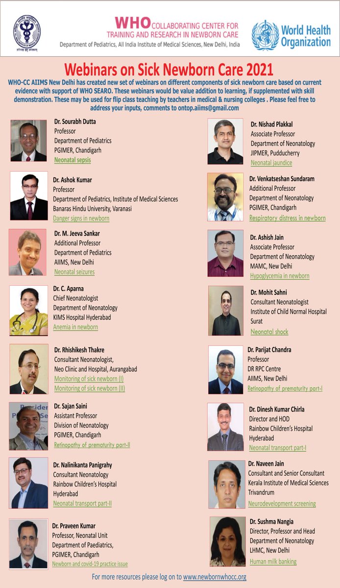 Ashok Deorari MD FAMS (@ashokaiims) on Twitter photo Webinars on Sick Newborn Care peer reviewed based on current evidence.These may be used for flip class teaching in medical & nursing colleges.These would add value , if supplemented with skill learning <a href="/Nnfindia1/">NNFIndia</a> <a href="/iapindia/">Indian Academy of Pediatrics (IAP)</a> <a href="/IMAIndiaOrg/">Indian Medical Association</a> <a href="/TNAINationalHq/">The Trained Nurses' Association of India (TNAI)</a>
shorturl.at/gvKS5 Webinars on Sick Newborn Care peer reviewed based on current evidence.These may be used for flip class teaching in medical & nursing colleges.These would add value , if supplemented with skill learning <a href="/Nnfindia1/">NNFIndia</a> <a href="/iapindia/">Indian Academy of Pediatrics (IAP)</a> <a href="/IMAIndiaOrg/">Indian Medical Association</a> <a href="/TNAINationalHq/">The Trained Nurses' Association of India (TNAI)</a>
shorturl.at/gvKS5