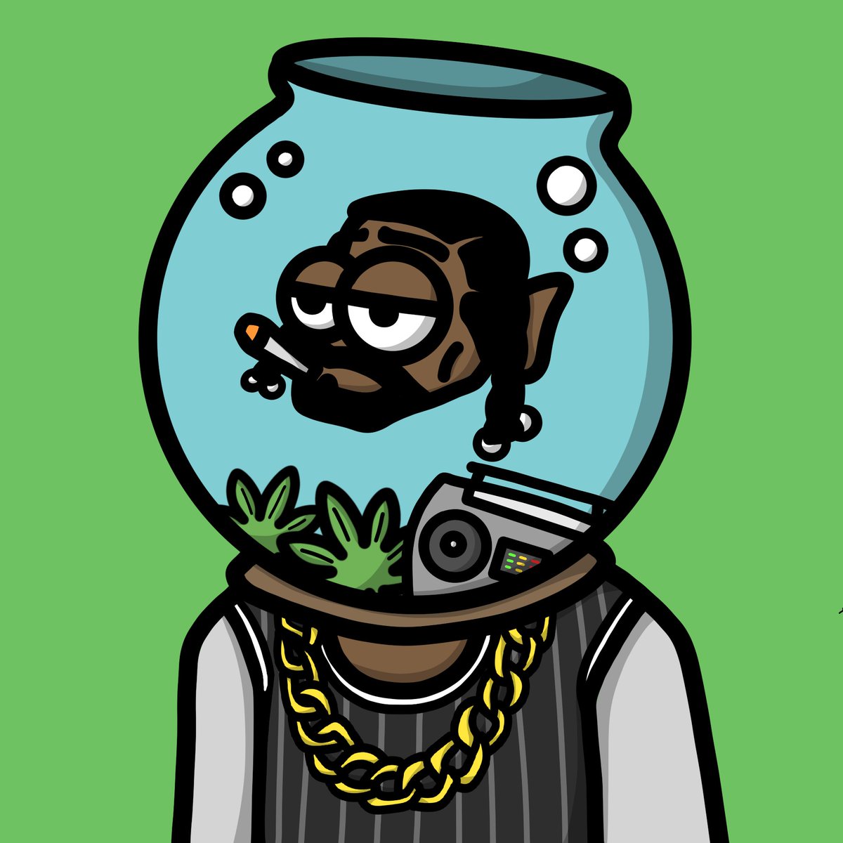 V2Keth's tweet photo. Ser @SnoopDogg!! 🙏

We would like to cordially gift you this Honorary 
@FishbowlHeads, for pioneering hip-hop back in the day and now embracing NFTs the correct way.. ✅

Our artist @nackmache has attributed your signature Gangsta look in these traits.. 🚬

Hope you like it.. 🙂 https://t.co/XwlbBrrJf0