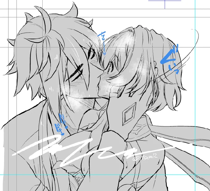 鍾蛍/zhonglumi 描きかけ。キス大事! 