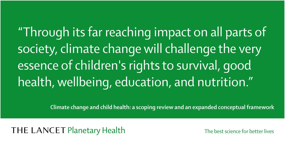 Climate change &amp; child health: A Scoping Review in <a href="/TheLancetPlanet/">The Lancet Planetary Health</a> makes a clear argument for decisive climate action to safeguard child health now &amp; in the future. hubs.li/H0-LhG80 

#COP26 #HealthyClimate