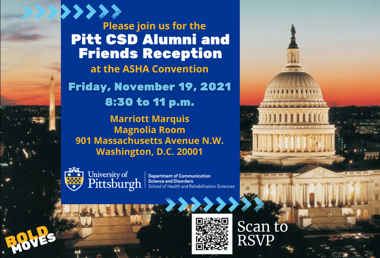 rousseau_phd's tweet photo. #SLPro #slps #SLPeeps #SLP2B #audpeeps are you attending #ASHA21 in D.C.? Let's connect! You're invited to our @PittCSD Alumni and Friends Reception. Looking forward to catching up! Please stop by & bring a friend! #H2P Link to invitation: https://t.co/pjiZRrliFz https://t.co/0ULavJuKjW