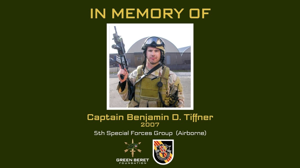Today we remember Captain Benjamin D. Tiffner killed in action on this day in 2007. CPT Tiffner was assigned to Company C, 1st Battalion, @5thForces. De Oppresso Liber!