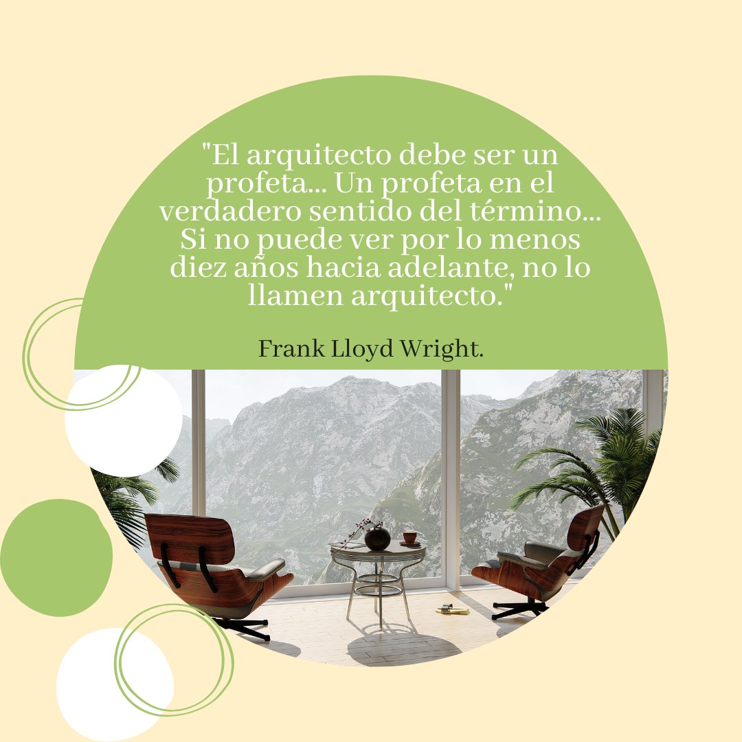 BaluiHome's tweet image. El arquitecto debe ser un profeta... Un profeta en el verdadero sentido del término. Si no puede ver por lo menos diez años hacia adelante, no lo llamen arquitecto.
#baluihome #hogaresfelices #hogardeco #hogardefinitivo #hogar🏡 #decoracióndelhogar #hogarideal #frasesinspiradoras