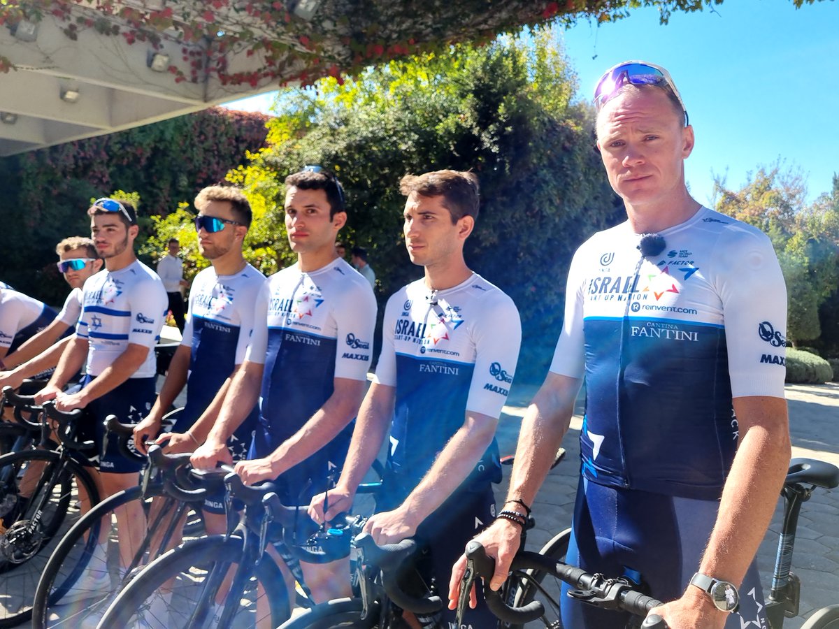 RealJStreets's tweet photo. In Jerusalem, Israel today @TeamIsraelSUN with Sylvan Adams & Chris Froome welcomed at Beit Hanasi by @Isaac_Herzog #IsraelStartUpNation #cycling https://t.co/qjU9GqKbVw