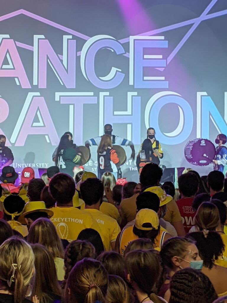 irishat25's tweet photo. Our @dshsDCSD drumline was invited to take part with @buckeyethon Dance Marathon last night at OSU! 
.
Many of our @DublinThonFTK @dshsstudentsenate alumni head to various colleges and are involved with dance marathon fundraising there. Proud of the collaboration #miraclemakers https://t.co/wIU8Y3ot0M