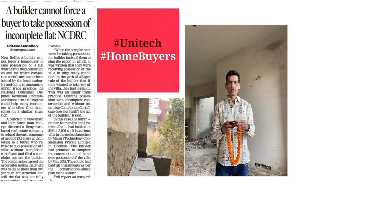 # <a href="/indSupremeCourt/">Supreme Court of India</a> <a href="/DYChandrachud/">Justice DY Chandrachud</a> <a href="/unitechltd/">Unitech ltd</a> <a href="/HardeepSPuri/">Hardeep Singh Puri</a> <a href="/PMOIndia/">PMO India</a> <a href="/myogioffice/">Yogi Adityanath Office</a> Hon SC and Top Gov Executives and #GOIappointedunitechboard.Is NCDRC order a piece of trash?How such a pathetic incomplete flat is handed over after 11 years! We r beggars n cant be choosers is it?