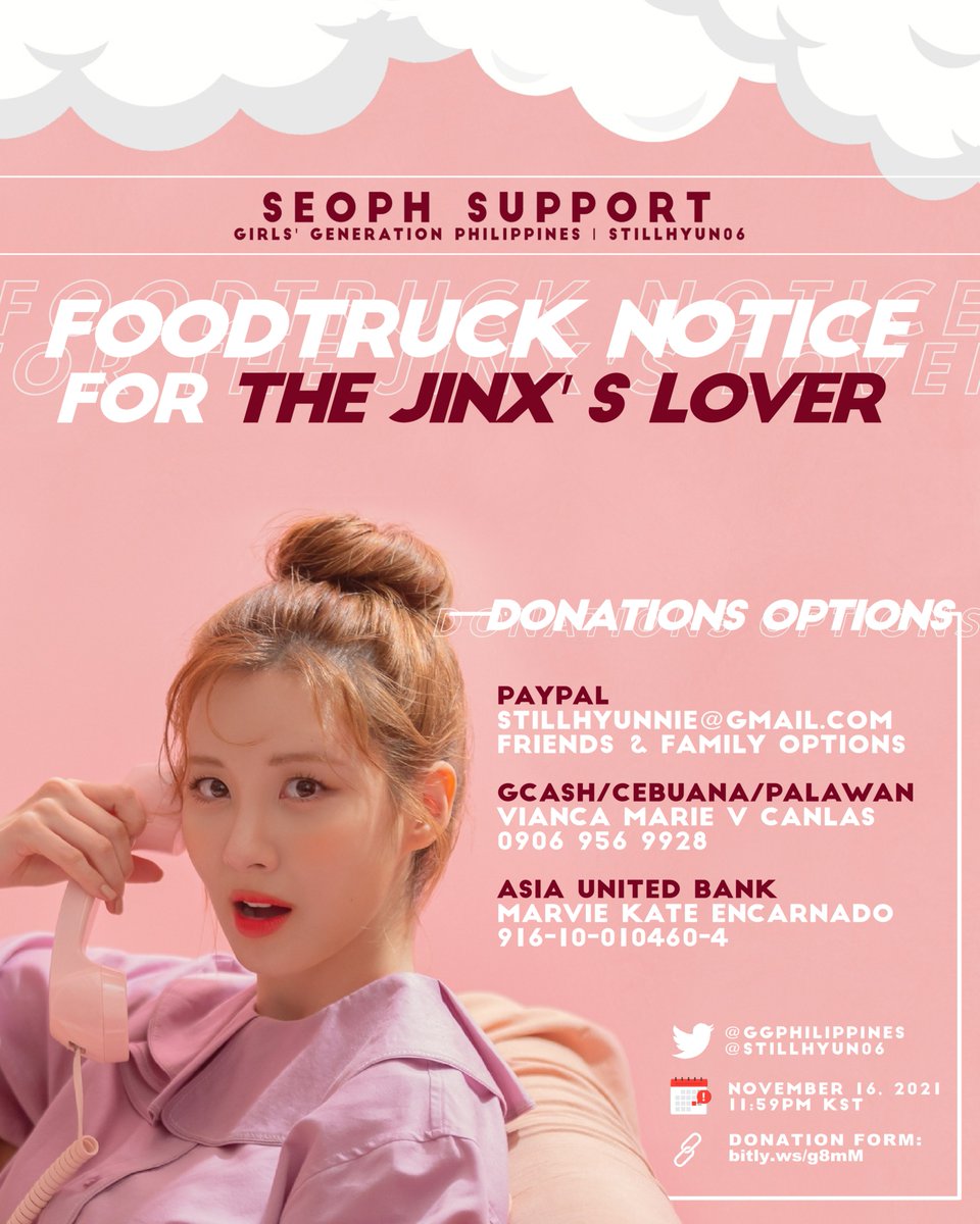 GGPhilippines's tweet photo. #SEOHYUN SUPPORT NOTICE 

Proceeds will be used to support "The Jinx's Lover" series.

To be part of this proj. you may share any amount🙏

✔Donation Form: https://t.co/u0XjsZKaDS 

Any amount is highly appreciated💖😊

#TheJinxsLovers #Seomate #Sone #서현 #서주현 #징크스의연인 https://t.co/MpHpnGKMRZ