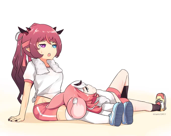 BaeRys tired

#IRySart #illustrayBAE 
#ホロライブ大運動会2021 
#hololiveSportsfestival 