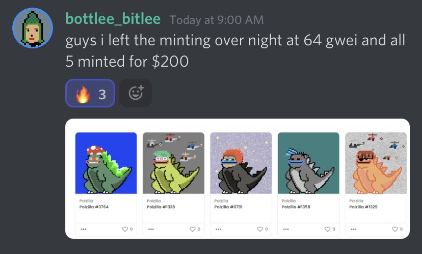 Gas is cheap polz, let’s get minting our polzilla polzilla.com