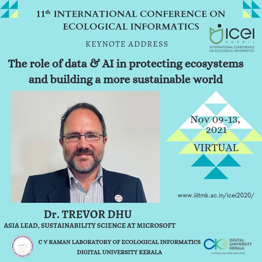 ICEI 2020 +1 (@iceiconf) on Twitter photo We are excited to announce that Dr Trevor Dhu <a href="/trevordhu/">Trevor Dhu</a> Asia Lead, Sustainability Science <a href="/Microsoft/">Microsoft</a> is one of the Keynote speakers at #ICEI2020+1 <a href="/ICEIConf/">ICEI 2020 +1</a>
Nov09-13,2021
#VirtualConference
#AI #Sustainable #Science We are excited to announce that Dr Trevor Dhu <a href="/trevordhu/">Trevor Dhu</a> Asia Lead, Sustainability Science <a href="/Microsoft/">Microsoft</a> is one of the Keynote speakers at #ICEI2020+1 <a href="/ICEIConf/">ICEI 2020 +1</a>
Nov09-13,2021
#VirtualConference
#AI #Sustainable #Science