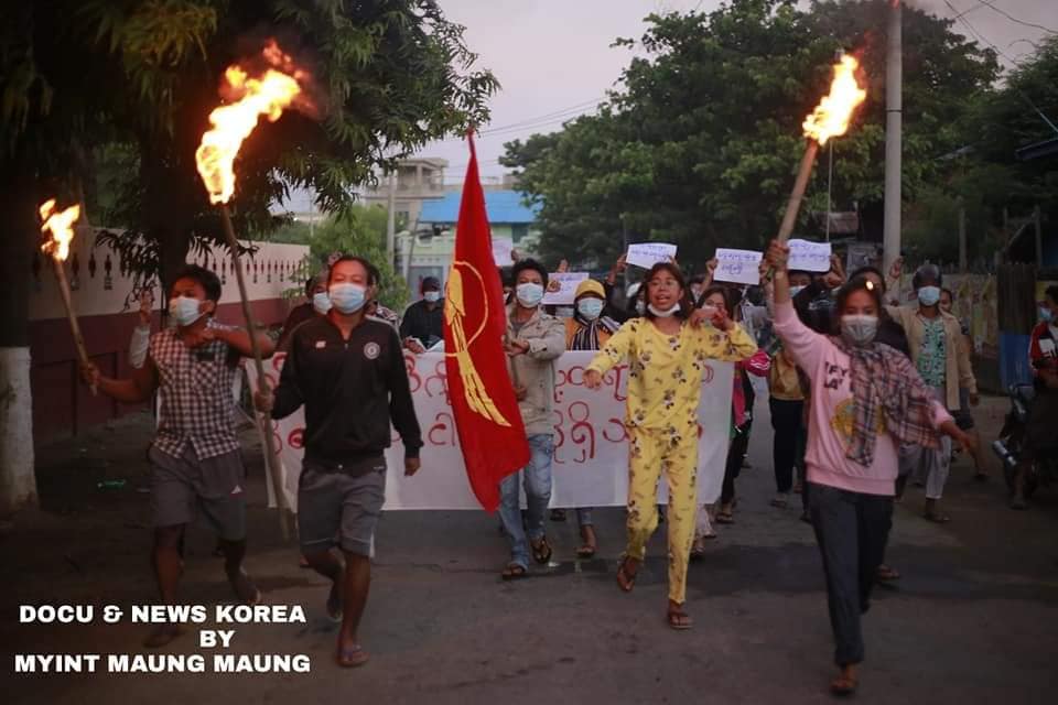 IrrawaddyNews's tweet photo. Residents of Monywa, Sagaing Region, continued to protest against the military regime on Sunday. 
(Photo: Public Media Network-Monywa) https://t.co/IJjpUz54ay