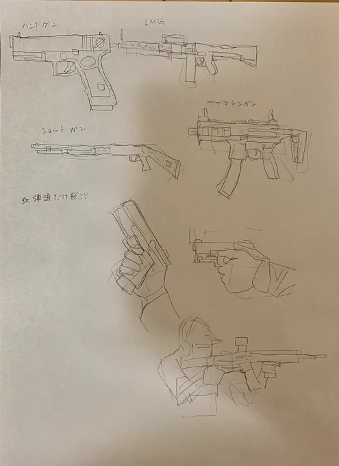 銃の持ち方とか勉強
#イラスト練習 