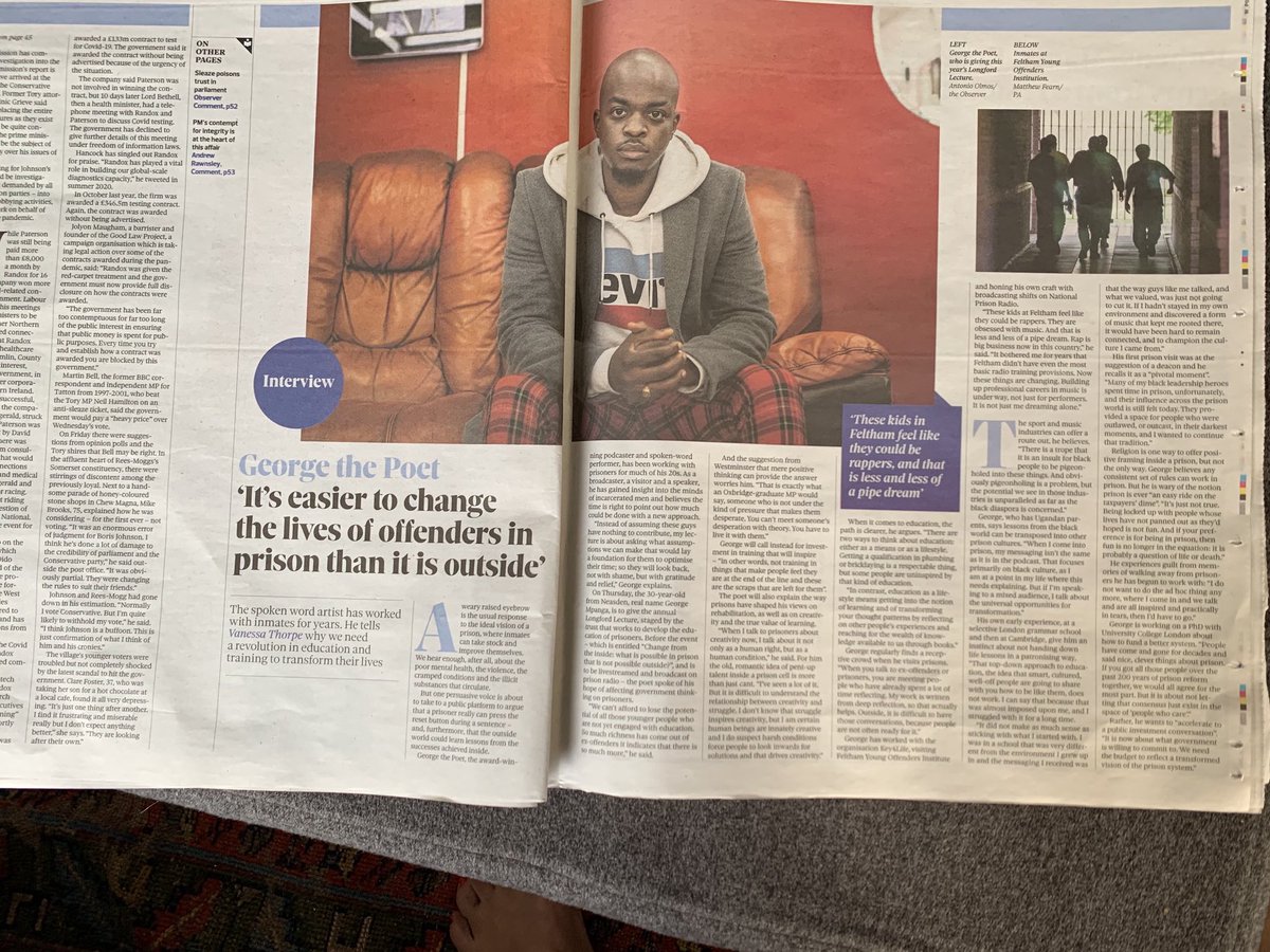MazzucatoM's tweet photo. Public investment needed to transform prison system into a creative education system grounded in people’s realities. Read today’s interview with @GeorgeThePoet (can’t find link in @guardian 
@ObserverUK) https://t.co/hGDFV4m4lV