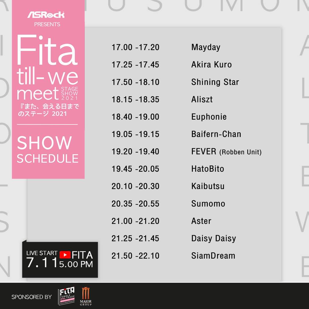 IdolMayday's tweet photo. 'FITA Till We Meet Stage Show 2021' on Youtube FITA : https://t.co/TCrBKdjUEy

The program will be start at  5:00 p.m(Thailand)

#Fita #FitaTillWeMeet #ASRockTH #Motherboard #SteelLegend #Taichi #KeepLeading https://t.co/mV3FAM9TbC