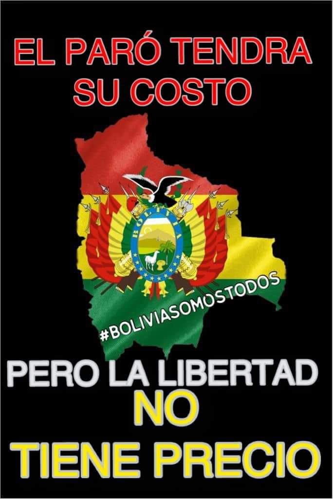 VillcaTerrazas's tweet photo. Libertários 
Bolivianos en el mundo apoyemos todos al paro 08 de noviembre.
No a está  maldita  ley 1386 socialista , comunista.
Defendamos nuestros derechos a la vida,libertad y propiedad privada.

VIVA LA LIBERTAD CARAJO🐍🇧🇴!!!
#SosBolivia #bolivianosporelmundo https://t.co/1a8XcvT22m