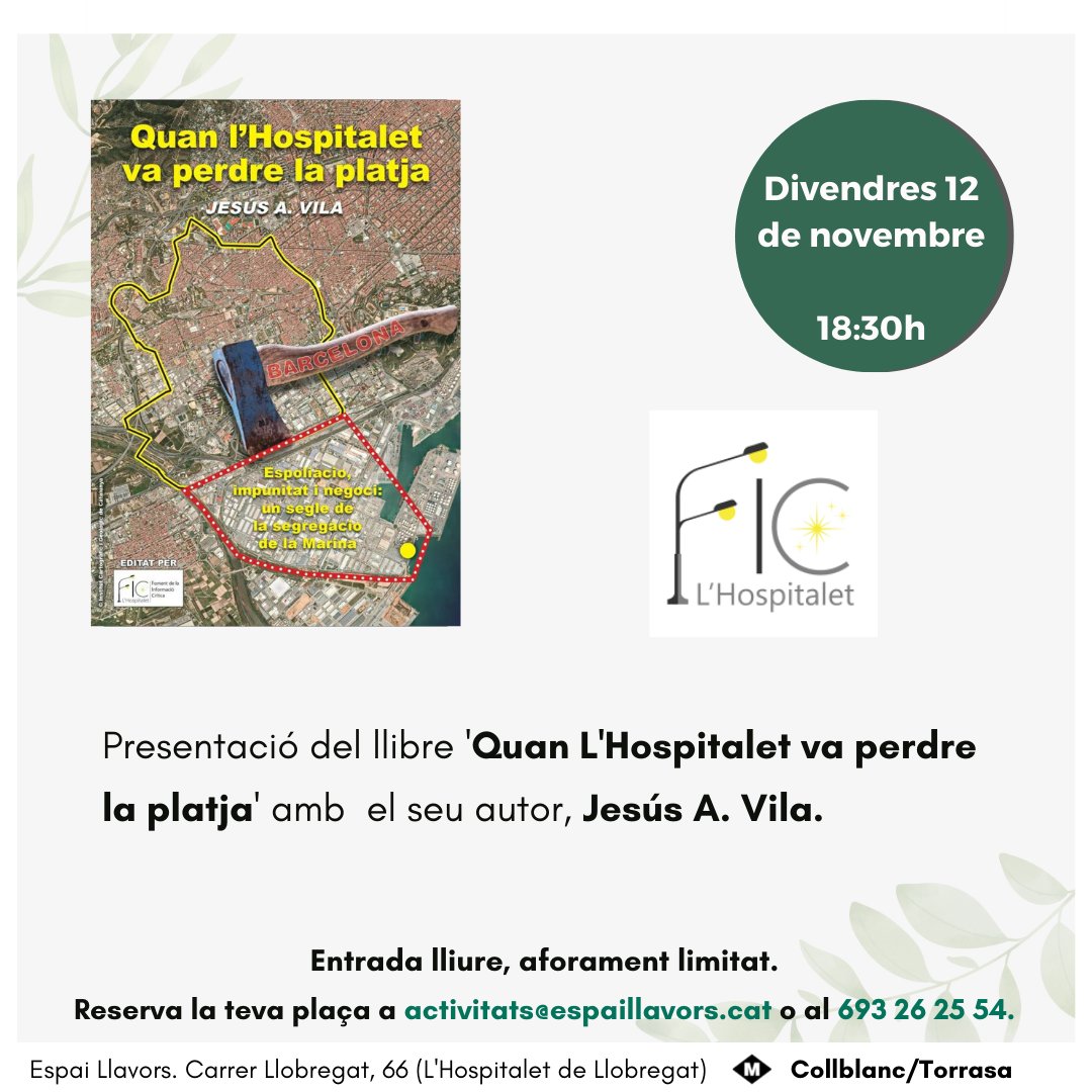 EspaiLlavors's tweet photo. 🗓️Anoteu a l'agenda!🗓️
La setmana vinent, drets laborals amb les companyes de @CNT_LH, Història de L'Hospitalet amb Jesús A. Vila de @fic_lh i poetry slam de mà del @facrobates amb l'Alba Miquel i l'Olza Olzeta!
Podeu reservar plaça a activitats@espaillavors.cat, no us ho perdeu! https://t.co/JfWUKUszxi