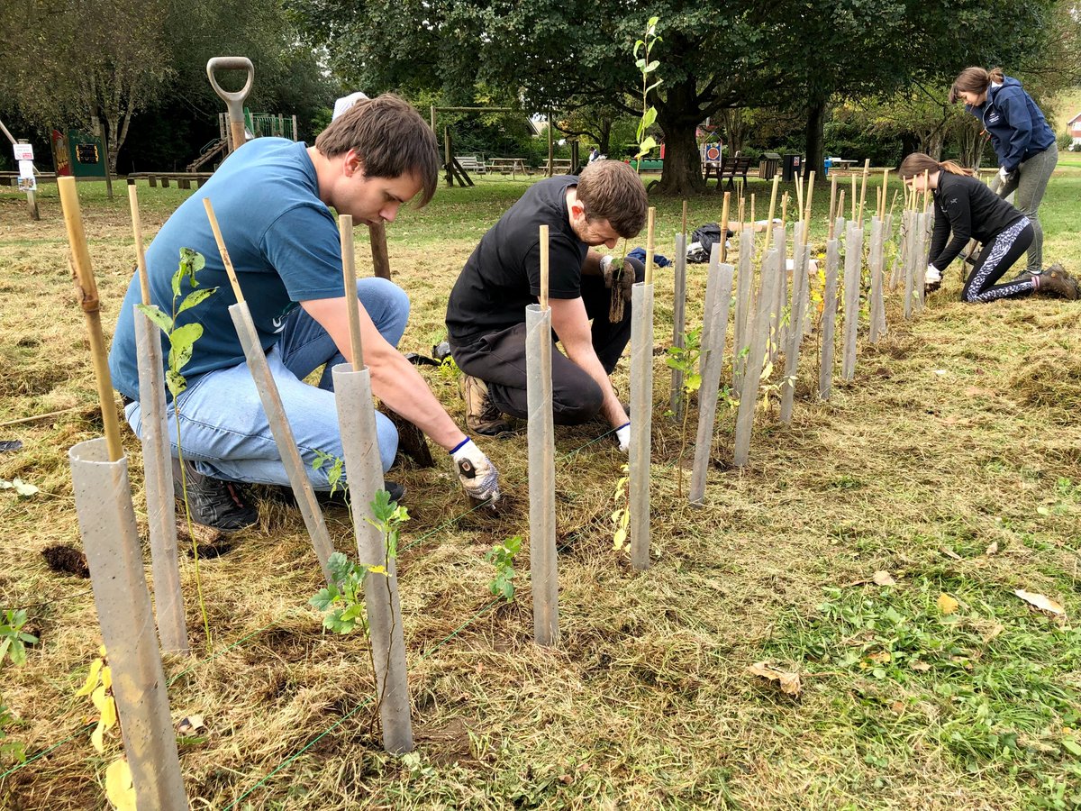 GoCardless's tweet photo. Recently a group of GeeCees took part in our very first Environmental Action Day 🌿
🌳 350 trees planted
🌼300 wildflower plants
🏨 Installing bug-hotels
Find out more about what we are doing and why biodiversity is important: https://t.co/iCprwmpOoq
#LifeAtGoCardless https://t.co/1wiVpVNJY9
