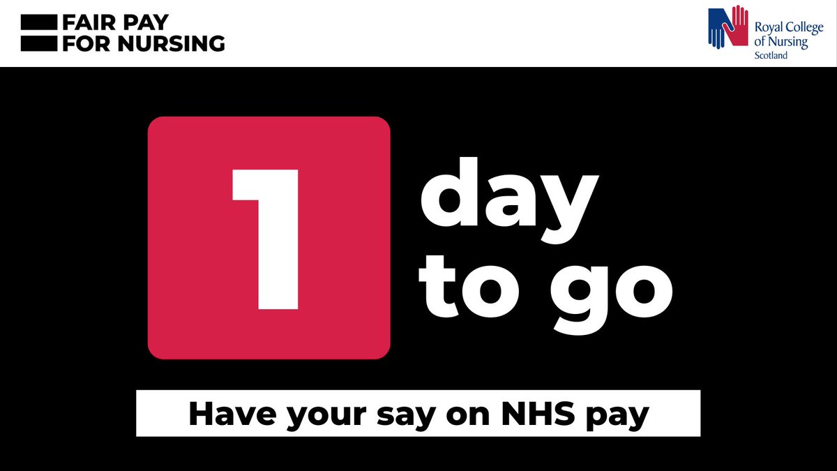 Our indicative ballot on potential industrial or strike action in Scotland closes tomorrow. Cast your vote today for yourself and for your profession. #FairPayForNursing

bit.ly/3b74lvG