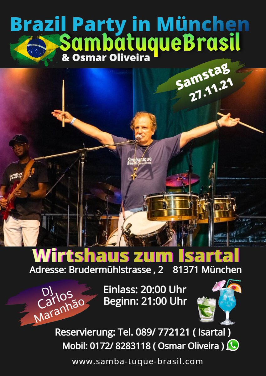 SambaTuque's tweet photo. Brazil Party in München live Sambatuque Brasil #sambatuquebrasil #münchen #munique #party #fiesta #festa #osmarbatucada https://t.co/UTHrt8YxRQ