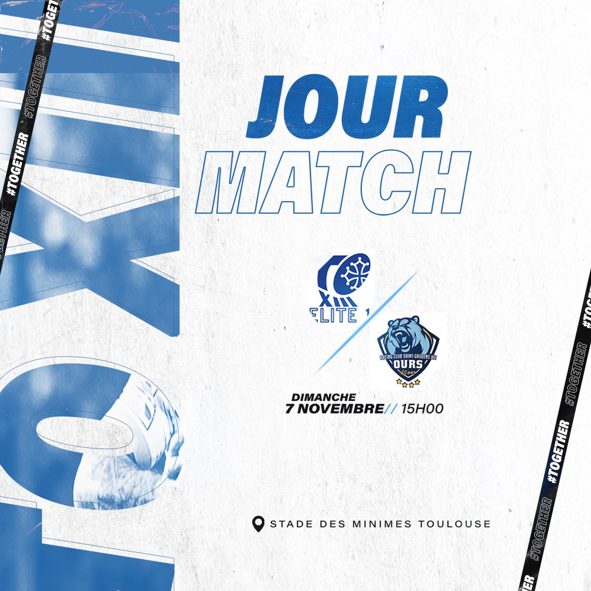 TOXIII's tweet photo. #GameDayElite ⚡

🏉 3ème journée de championnat de France Elite 1
💥 #TOElite v RC Saint-Gaudens XIII
📍 Stade Arnauné, Toulouse
⏰ 15h00
🍻 Ouverture de la #Bodega à 12h

#TOgether 🔵⚪ https://t.co/ndtEWiWPqg