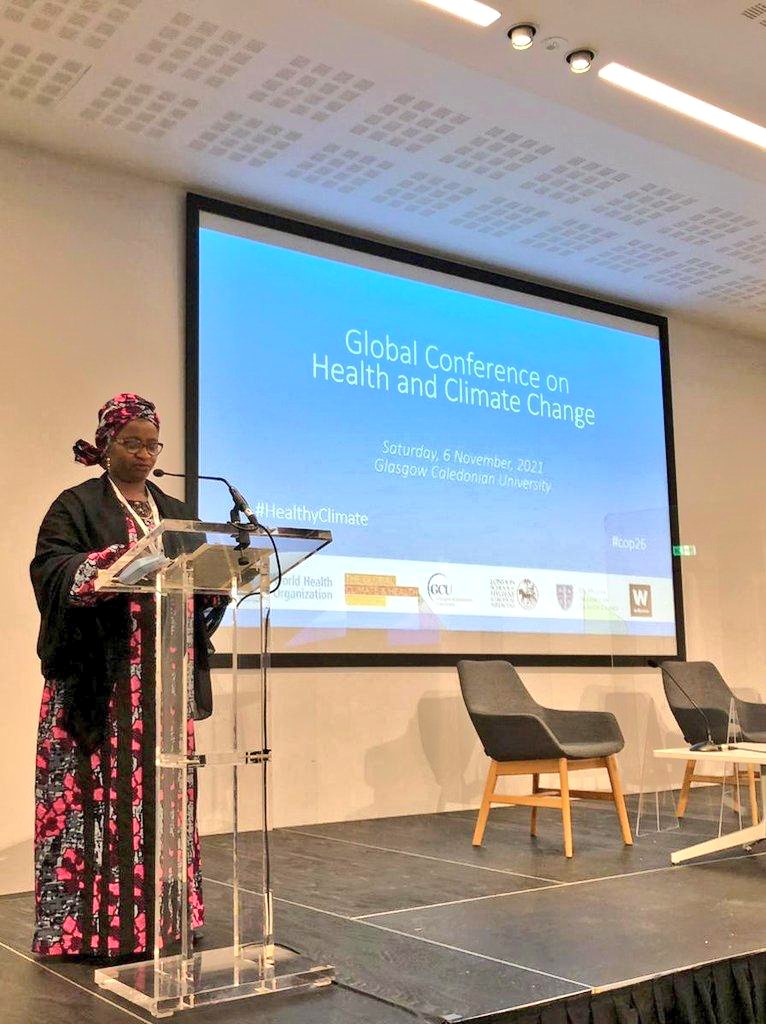 KenyaRedCross's tweet photo. Sec Gen Dr. @AshaMohammed_ speaking at one of the #COP26 sessions, sharing the humanitarian crisis brought about by the impact of #climatechange to the health systems. 

#healthyclimate 1/3 https://t.co/AU2tXO62YA