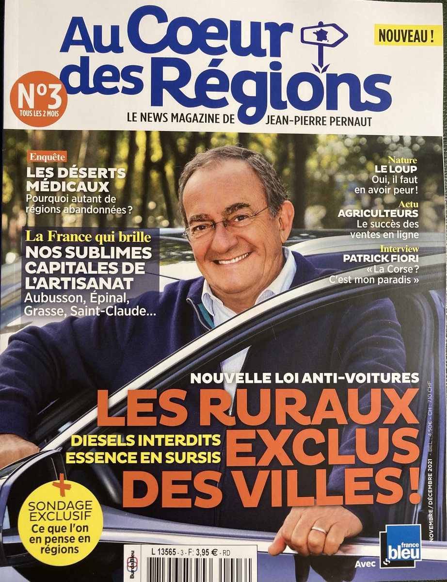pernautjp's tweet photo. La bombe à retardement des «  zones à faible émission » (et bientôt les ruraux bannis des villes), le scandale des déserts médicaux… mais aussi la richesse inouïe de nos traditions et de notre patrimoine. Votre magazine numéro 3 est dans les kiosques #aucoeurdesregions https://t.co/WuandEgEln