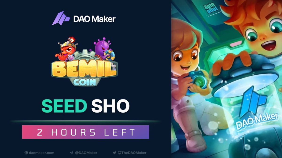 🛎 REMIND 🛎

Only 2️⃣ HOURS LEFT until the BEMIL’s SHO on <a href="/TheDaoMaker/">Bullish By DAO</a>  Launchpad

Remember to prepare yourself carefully

👉 Don't miss the CHANCE !!