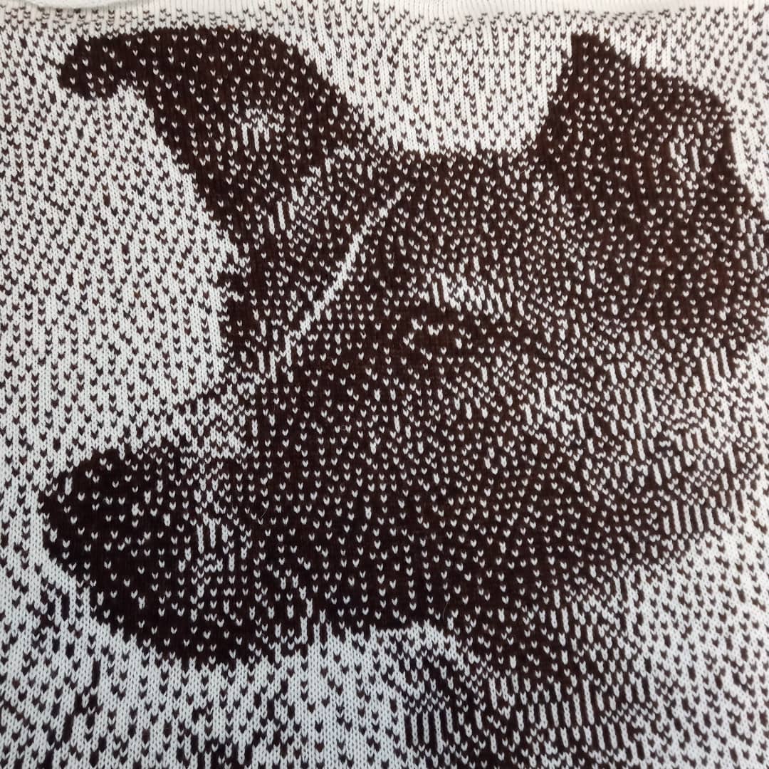 knotunknot's tweet photo. Goodbye Golden Gagarin, hello Laika! She's replacing him for the final day of the @coburghouse Craft Week exhibition. Pop down and say hello today between 11am and 4pm. #spaceknitting #studioknotunknot https://t.co/Me2XC3auxZ